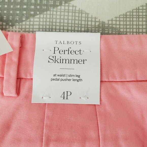 Talbots Perfect Skimmer Pants 4P Petite Pink Capri Midrise Cropped Stretch - Picture 6 of 13